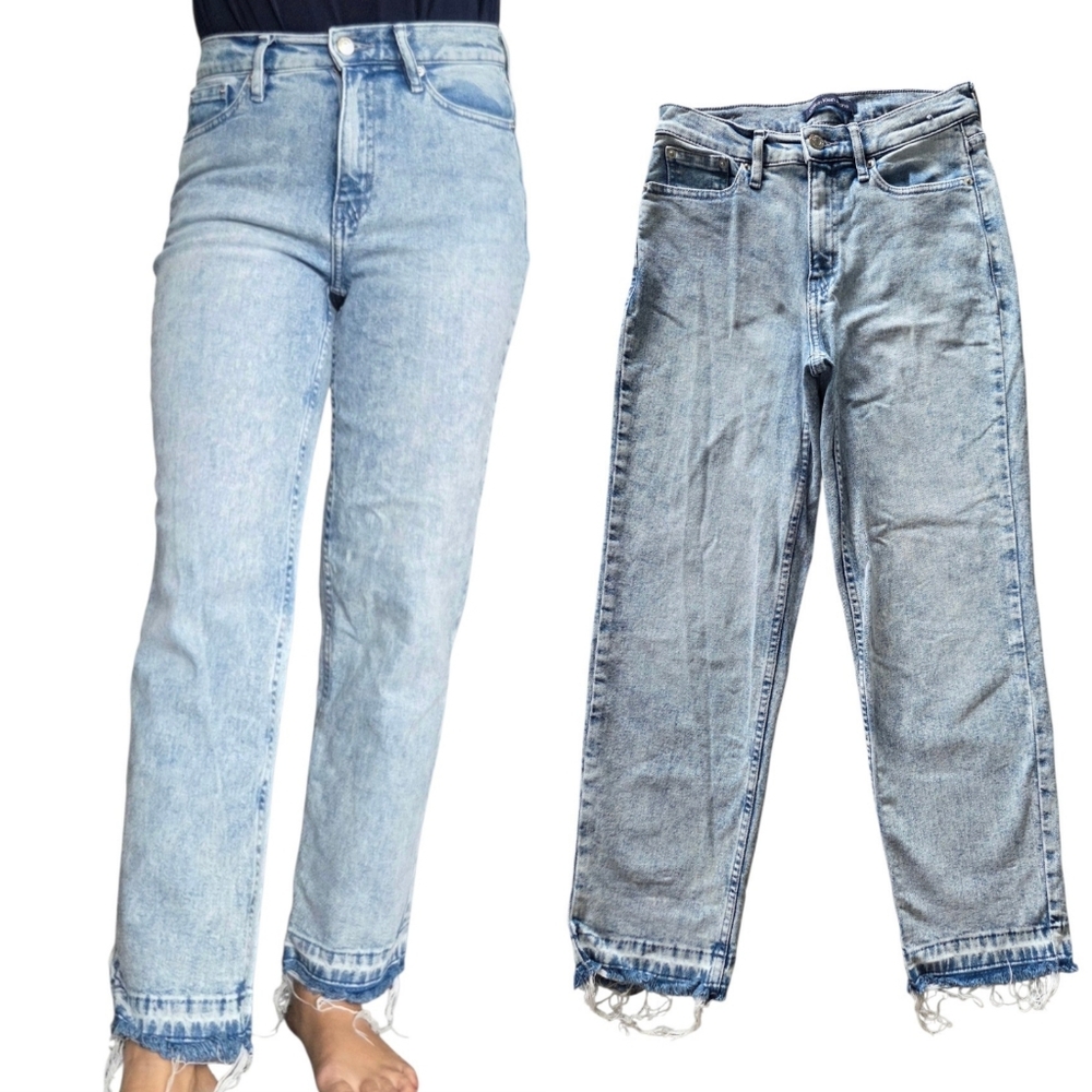 Calvin Klein Jeans High‎ Rise Straight Light Wash Denim Women 26 Y2K Casual Fray
